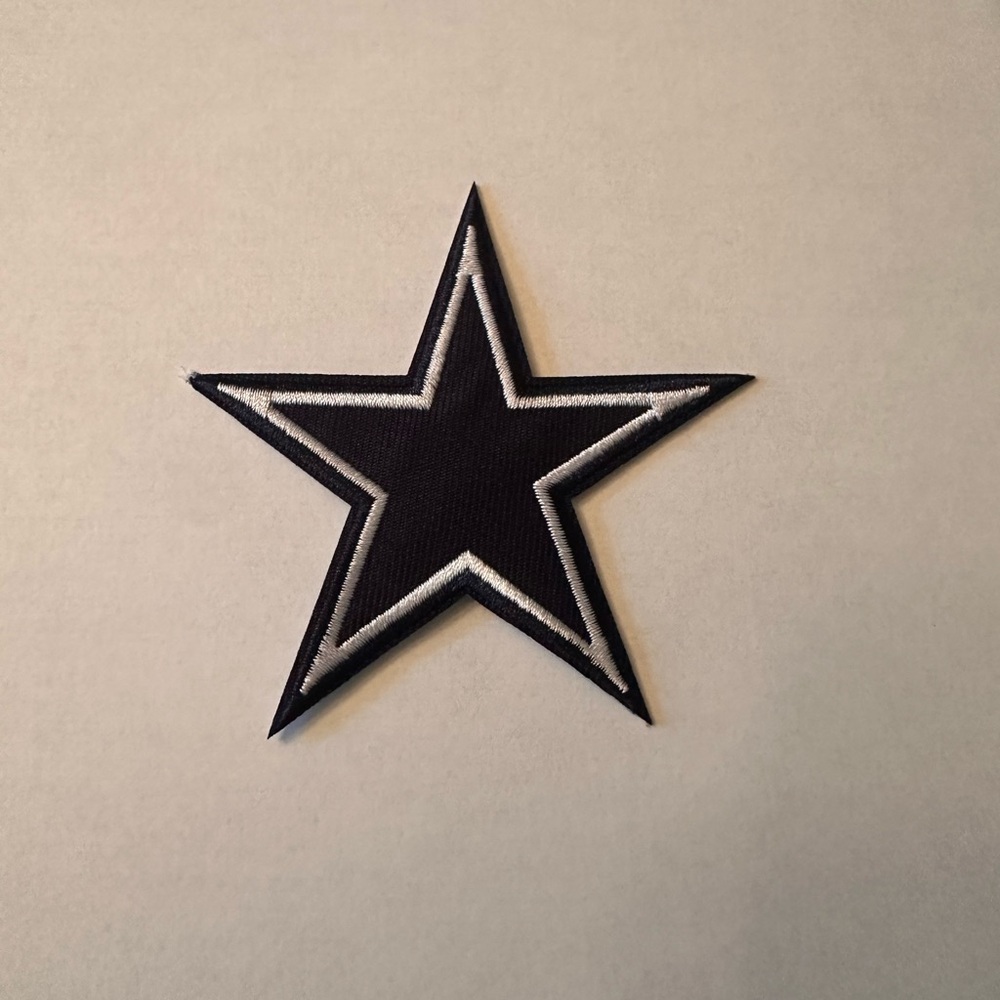Blue star embroidered.Very durable iron on or sew on DIY patch for clothing/hats
